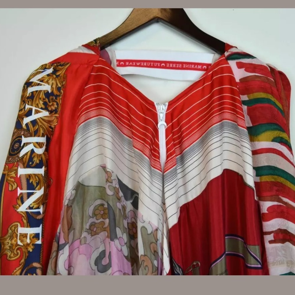 New MARINE SERRE Foulard Scarf Upcycle Drape Dress - Picture 6 of 8